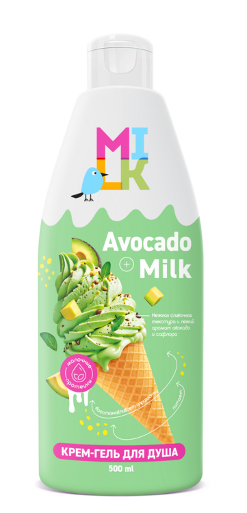 Крем-гель Milk молоко и авокадо д/душа, 500 мл