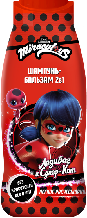 Шампунь-бальзам Miraculous Чудесная Леди Баг 2 в1 детский, 400 мл