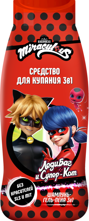 Средство Miraculous 3в1 Леди Баг/Супер Кот д/купания детское, 400 мл