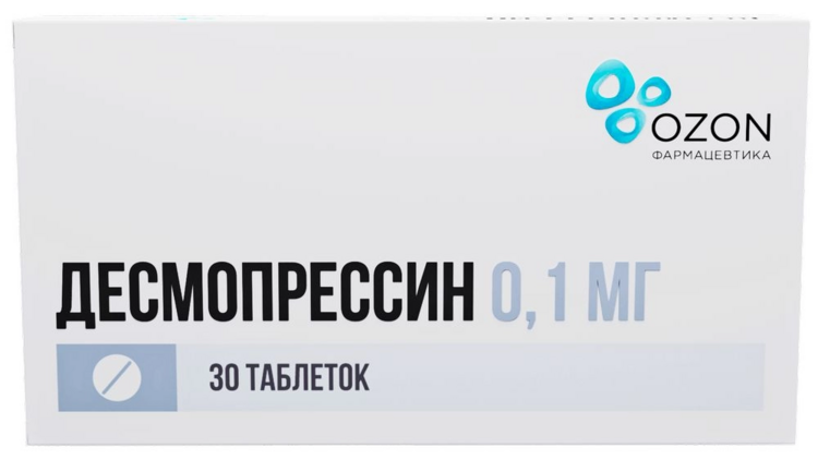 

Десмопрессин 0.1 мг, 30 шт, таблетки