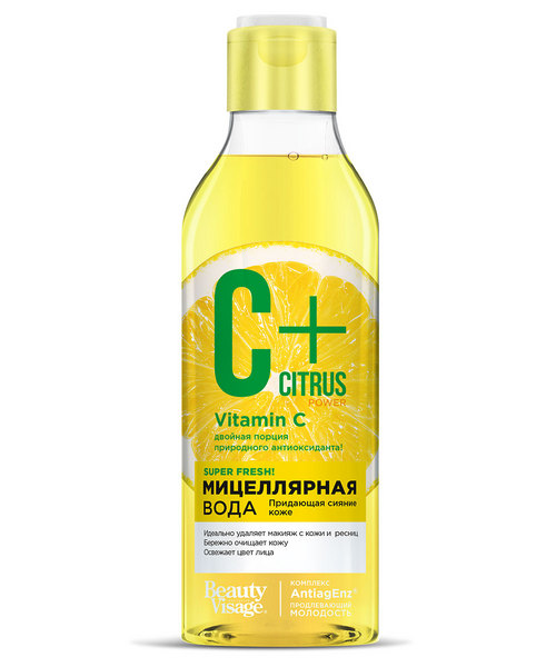 Вода мицеллярная Fitoкосметик C+Citrus с омолаж комплексом AntiagEnz д/сияния кожи, 245 мл