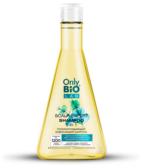 Шампунь Only Bio Lab Scalp-expert 5в1 глубокоочищающий освежающий, 350 мл