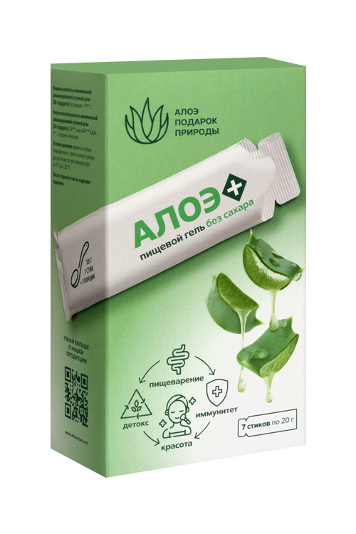 Алоэ + гель пищевой б/сахара, 20 г, 7 шт, стики