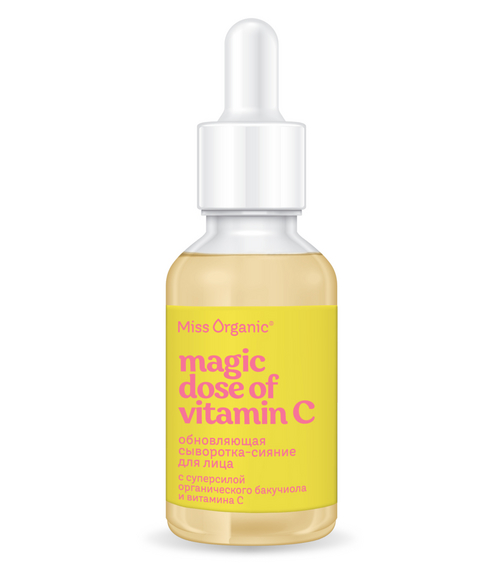Сыворотка-сияние Miss Organic обновляющая бакучинол/витамин С д/лица, 30 мл