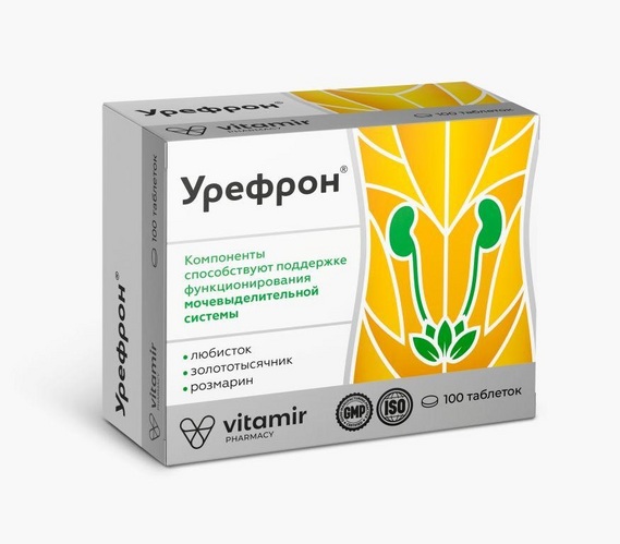 Урефрон золототысячник/любисток/розмарин, 100 шт, таблетки покрытые оболочкой Витамир
