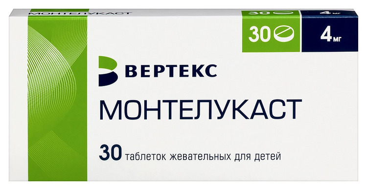 Монтелукаст 4 мг, 30 шт, таблетки жевательные