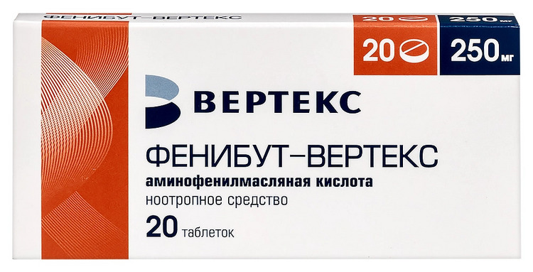 Фенибут-Вертекс 250 мг, 20 шт, таблетки