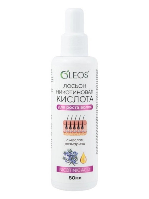Никотиновая кислота Oleos с маслом розмарина д/роста волос, 80 мл