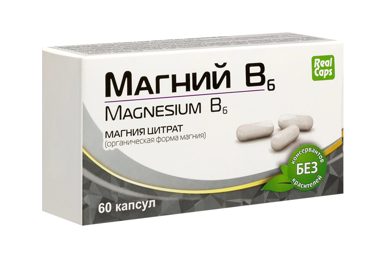 

Магний В6 RealCaps, 500 мг, 60 шт, капсулы