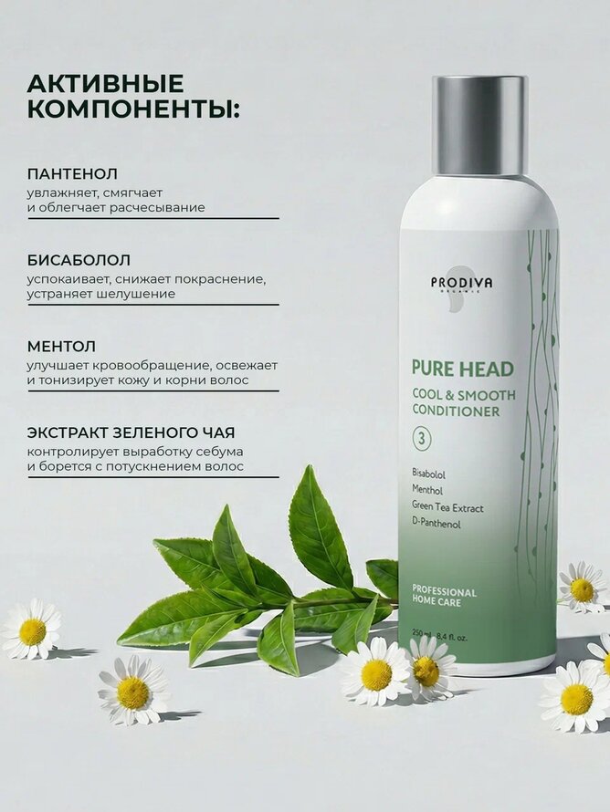 Освежающий кондиционер для волос и кожи головы Pure Head Cool & Smooth Conditioner PRODIVA, 250 мл