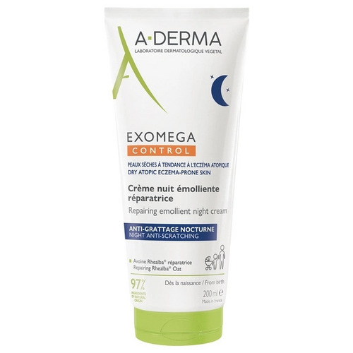 Крем-эмолент A-Derma Exomega control восстан/смягчающий ночной д/лица и тела, 200 мл