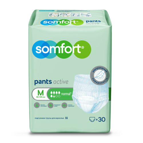 Подгузники-трусы Somfort Pants Active normal д/взрослых М, 30 шт