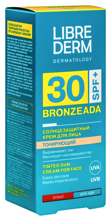 Крем Librederm Бронзиада тонирующий д/лица солнцезащ SPF30, 50 мл