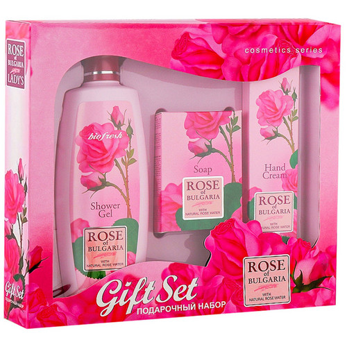 Набор Rose of bulgaria подарочный №5 мыло 100 г/гель д/душа 330 мл/крем д/рук 75 мл