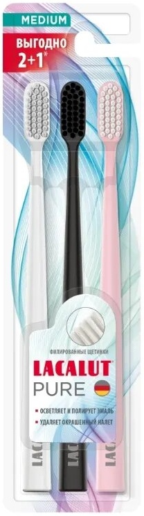 З/щетка Lacalut pure средней жесткости, 3 шт