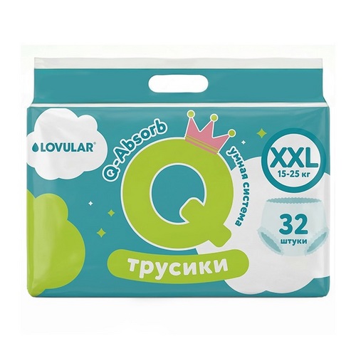 

Трусики-подгузники Lovular Q XXL (15-25 кг), 32 шт