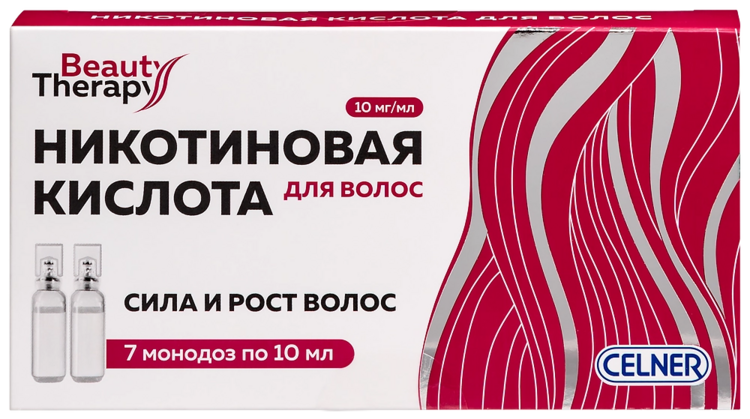 Кислота никотиновая BeautyTherapy д/волос, 10 мл, 7 шт, ампулы