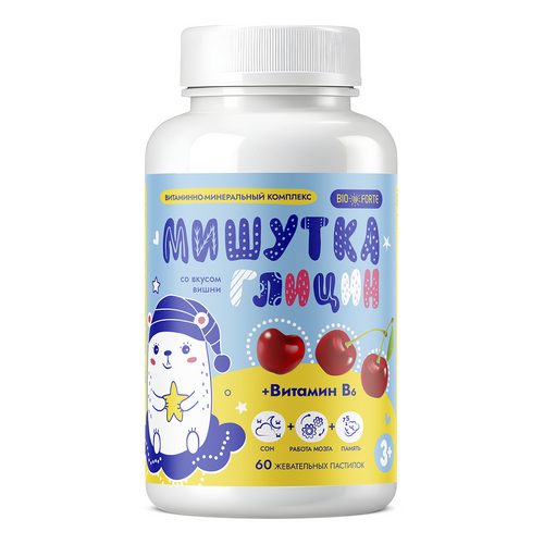 Мишутка Мармеладки Глицин+B6 BioForte, 60 шт, пастилки жевательные