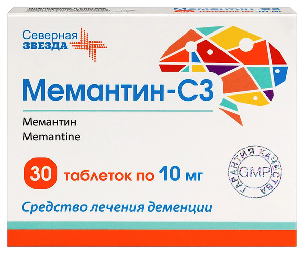 

Мемантин-СЗ 10 мг, 30 шт, таблетки покрытые пленочной оболочкой