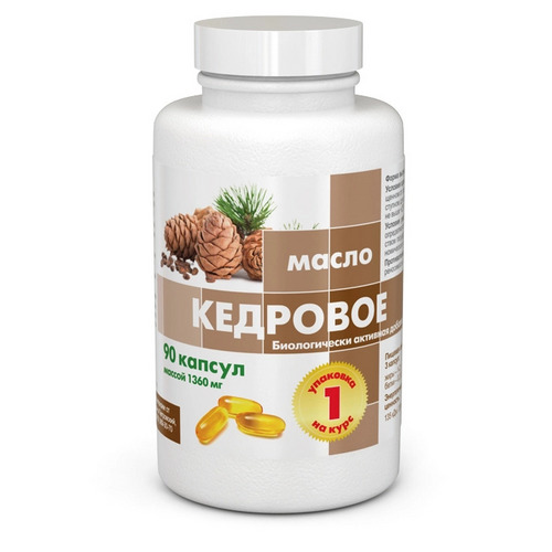 Масло Кедровое, 1 360 мг, 90 шт, капсулы