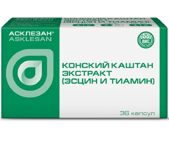 Асклезан конский каштан экстракт эсцин/тиамин Вис, 420 мг, 36 шт, капсулы