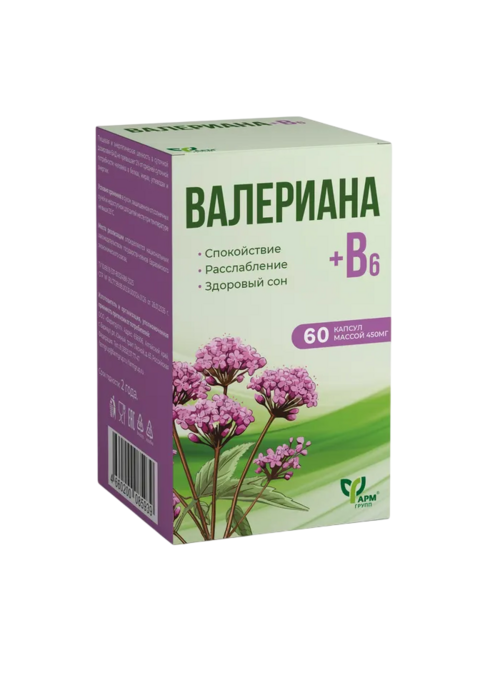 Валериана+B6 Фармгрупп, 450 мг, 60 шт, капсулы