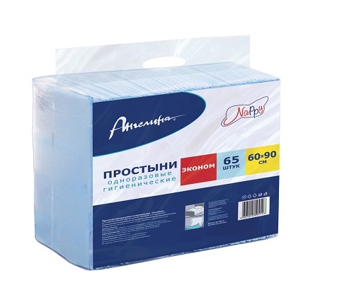 Простыни Ангелина Nappy гигиенические 60х90 см, 65 шт