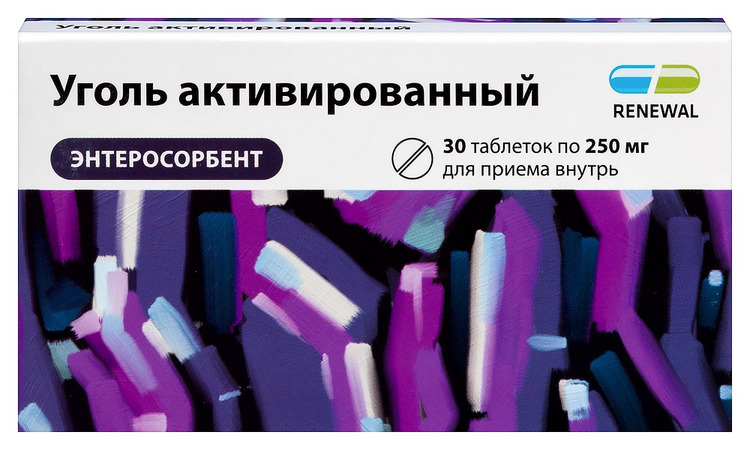 Уголь активированный Реневал 250 мг, 30 шт, таблетки