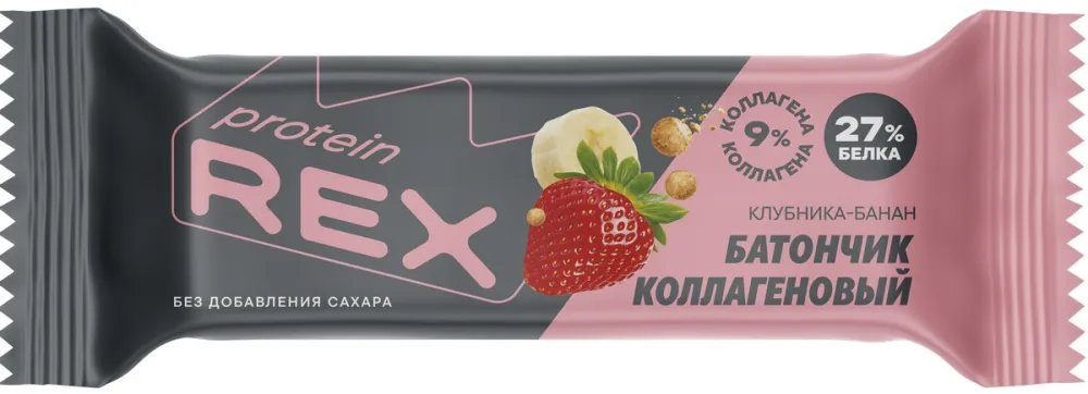 Батончик ProteinRex глазированный клубника-банан, 45 г