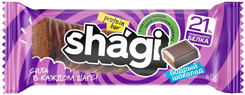 Батончик Shagi протеиновый бодрый шоколад, 40 г