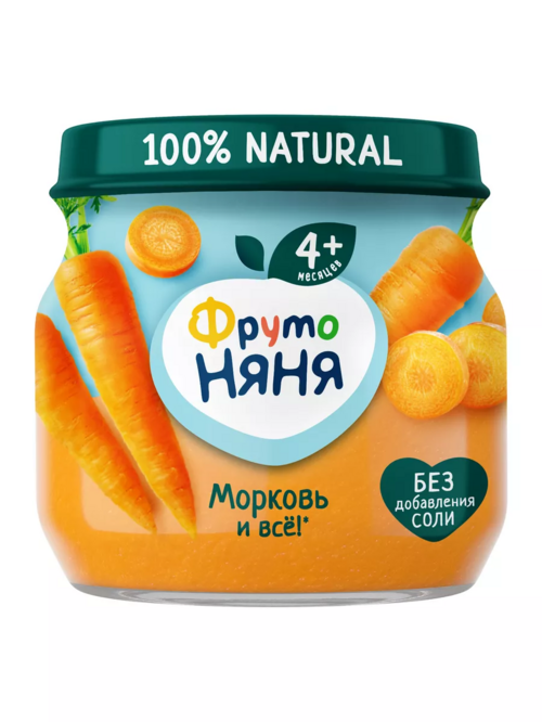 Пюре Фрутоняня морковь (с 4 мес), 80 г, 6 шт