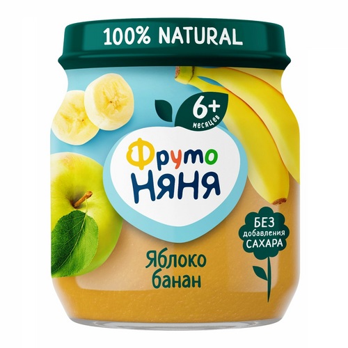 Пюре Фрутоняня ябл/банан (с 6 мес), 100 г, 6 шт