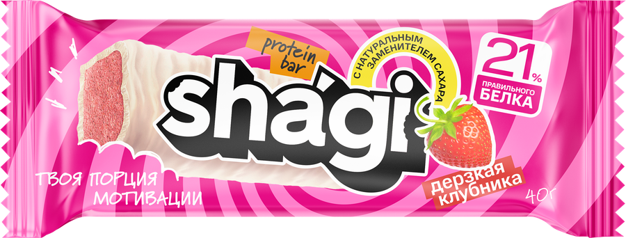 Батончик Shagi протеиновый дерзкая клубника, 40 г