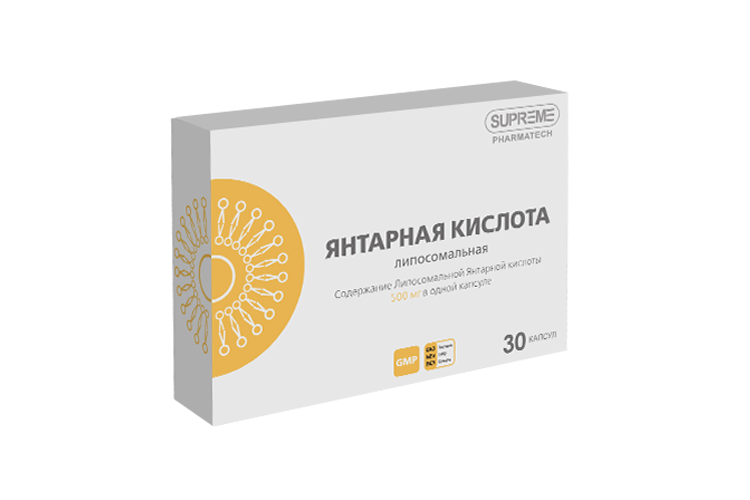 Янтарная кислота липосомальная Supreme Pharmatech, 1 020 мг, 30 шт, капсулы