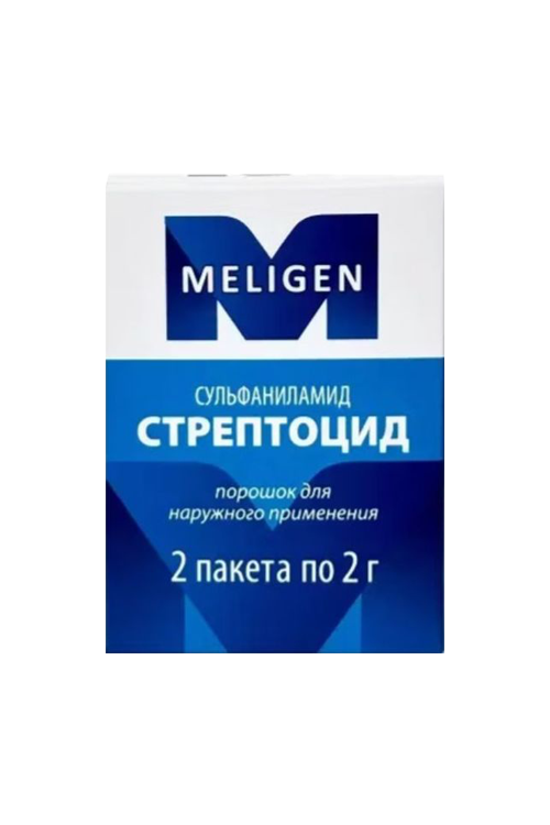 Стрептоцид, 2 г, 2 шт, порошок для наружного применения Мелиген