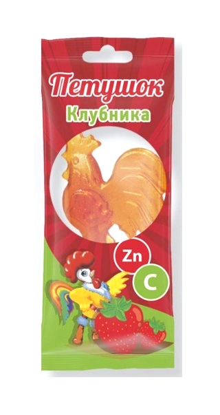 Карамель Петушок леденцовая с цинком и вит С вкус клубника