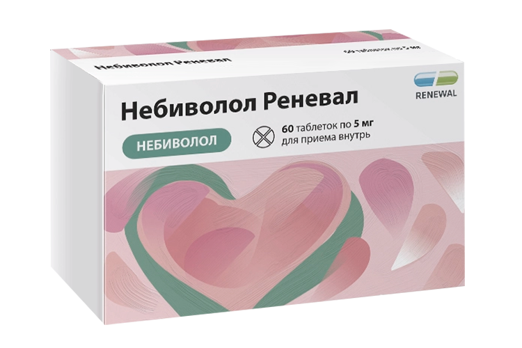 Небиволол Реневал 5 мг, 60 шт, таблетки