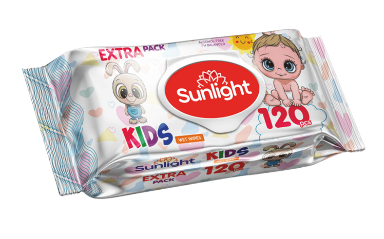 Салфетки Sunlight Baby Зайчик коровка влажные, 120 шт