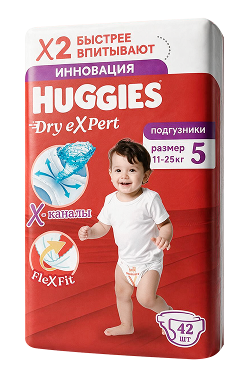 Подгузники HUGGIES Dry Expert 5 (11-25кг), 42 шт