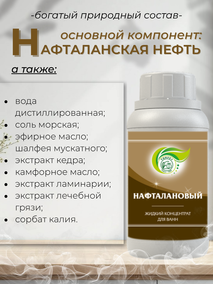 Тонус+ Жидкий концентрат для принятия ванны "Нафталановый" 250 мл.
