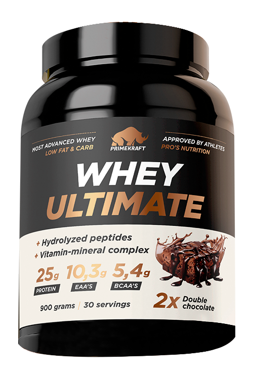 Протеин Whey сывороточный с гидролизованными пептидами со вкусом Двойной шоколад, 900 г, (4680613380209)