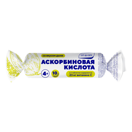Аскорбиновая кислота Comforte, 10 шт, таблетки со вкусом дыни