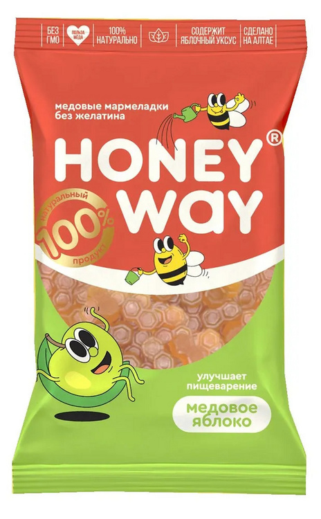 Мармеладки Honey Way медовые б/желатина со вкусом яблока, 75 г