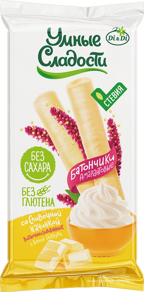 Батончики Умные сладости в белой глазури со сливочной начинкой, 20 г