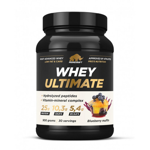 Протеин Prime Kraft Whey сыворот с гидролиз пептидами со вк Черничный маффин, 900 г