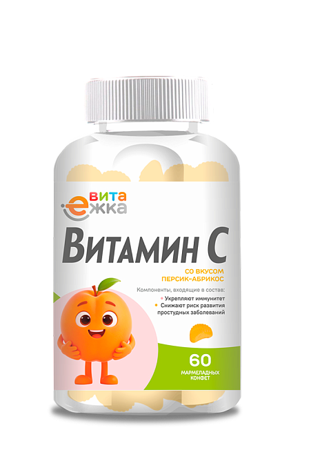 Витамином С ВитаЕжка со вкусом персик-абрикос, 2,5 г, 60 шт, пастилки жевательные