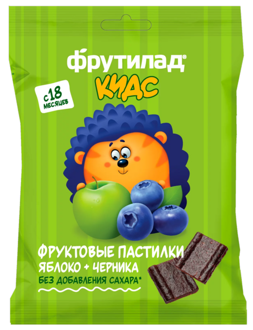 Пастилки Фрутилад фрукт яблоко/черника д/дет питан б/сахара (с 18 мес), 30 г