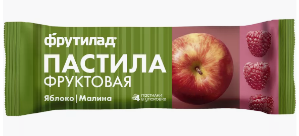 Пастила Фрутилад фруктовая яблоко/малина, 30 г, 4 шт