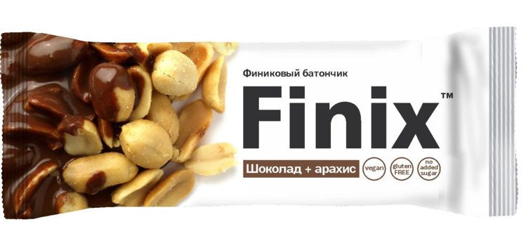 Батончик Finix финиковый с арахисом и шоколадом, 30 г
