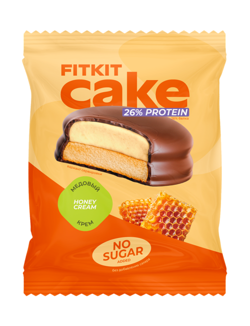 Десерт Fit Kit кейк глазированный со вкусом медовый крем, 50 г